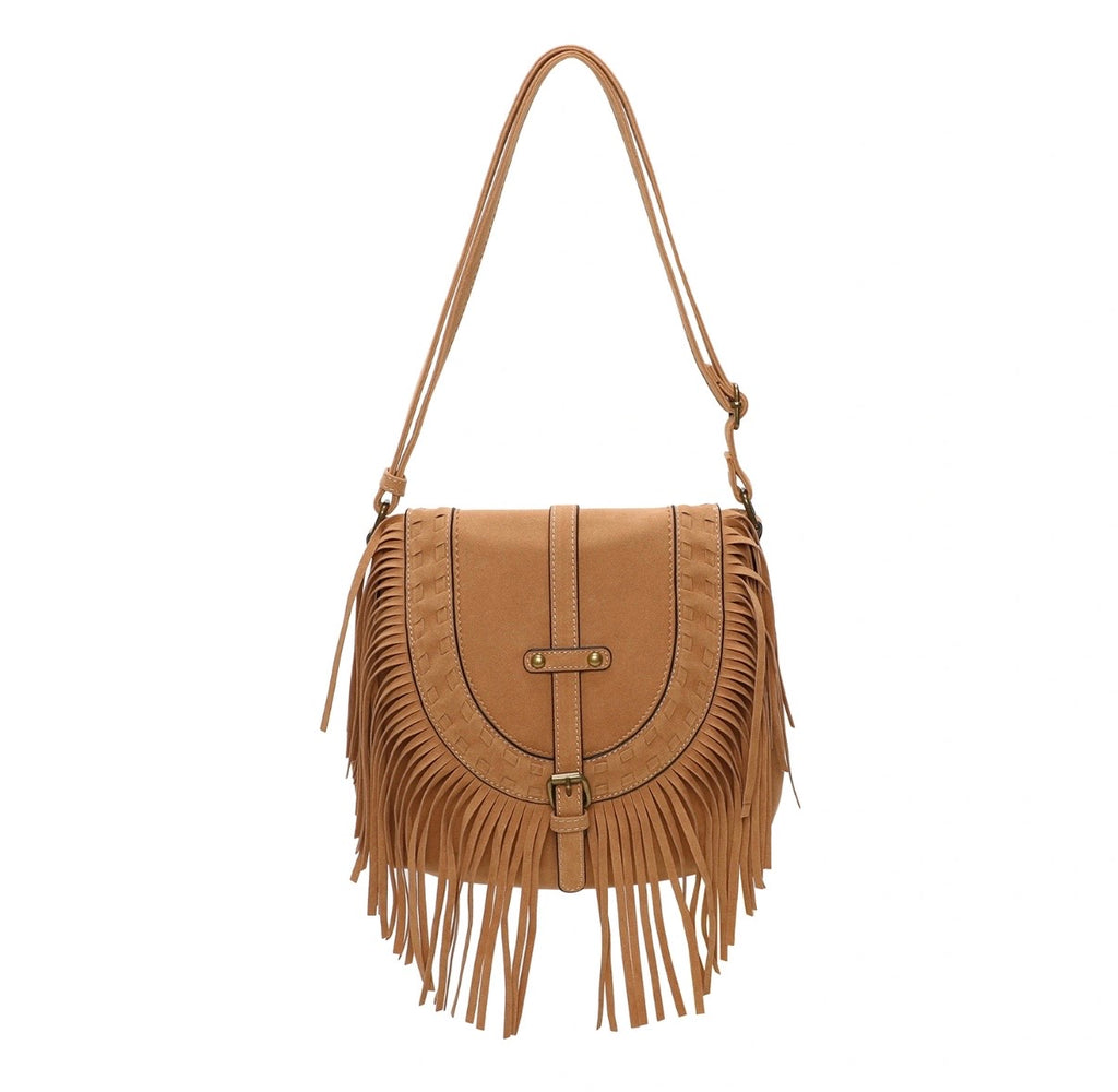 Le sac camel avec franges bohème