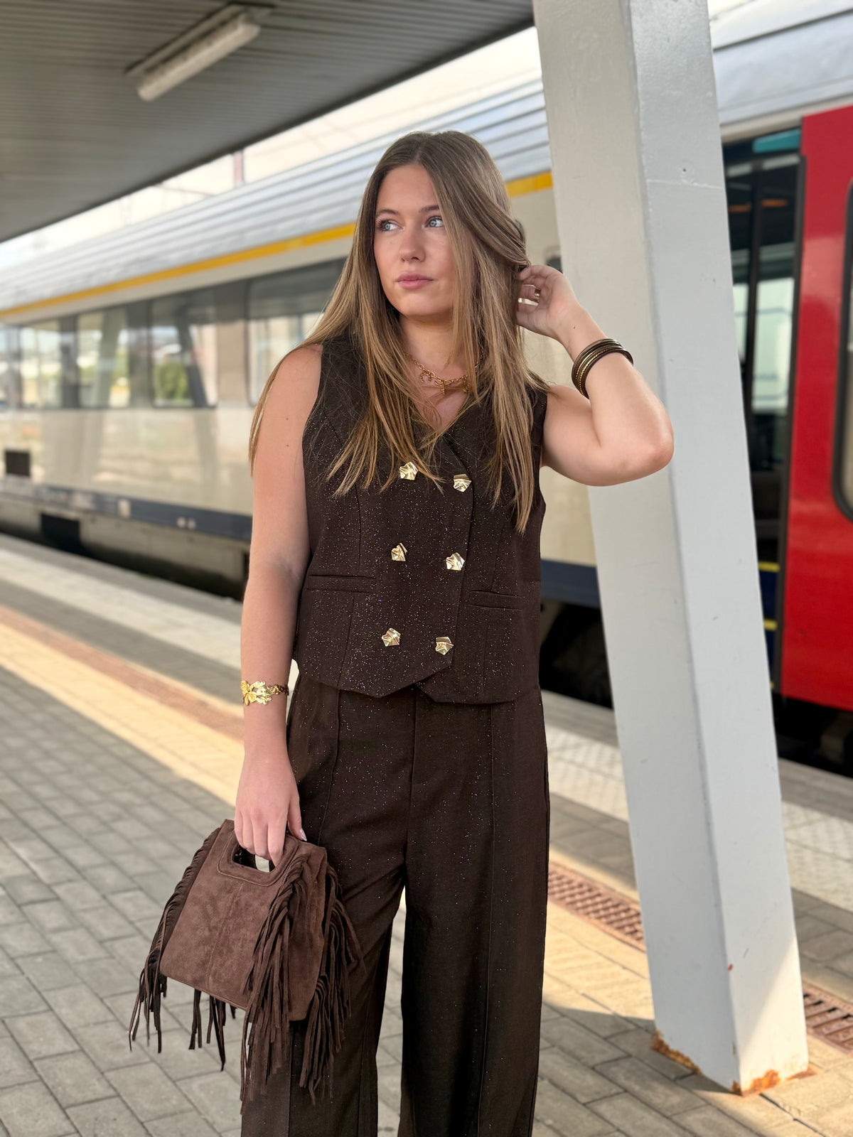 Veste sans manches pailletée